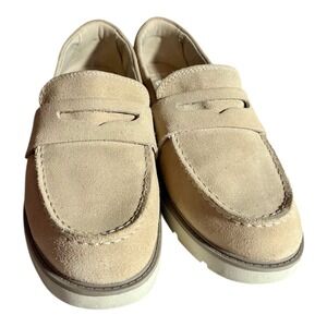Sperry Suede Neutral Beige Slip On Classic Chic Casual Penny Loafers Womens Sz 7